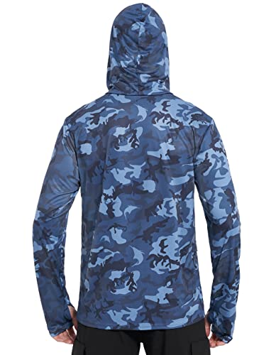Image of FISHEAL Men's Performance Fishing Hoodie Shirt - UPF 50+ Sun Protection Long Sleeve Thumbholes Shirts with Neck Gaiter