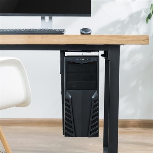 Soporte para CPU, carro móvil ajustable bajo escritorio, montaje en pared, giro de 360 grados, soporte de acero para torre de PC miniatura 6