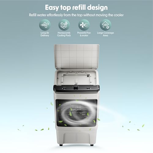 Image of CELLECOR ZEN CE Air Cooler 40L | Honeycomb Pads | 12 inch Fan (White & Black)
