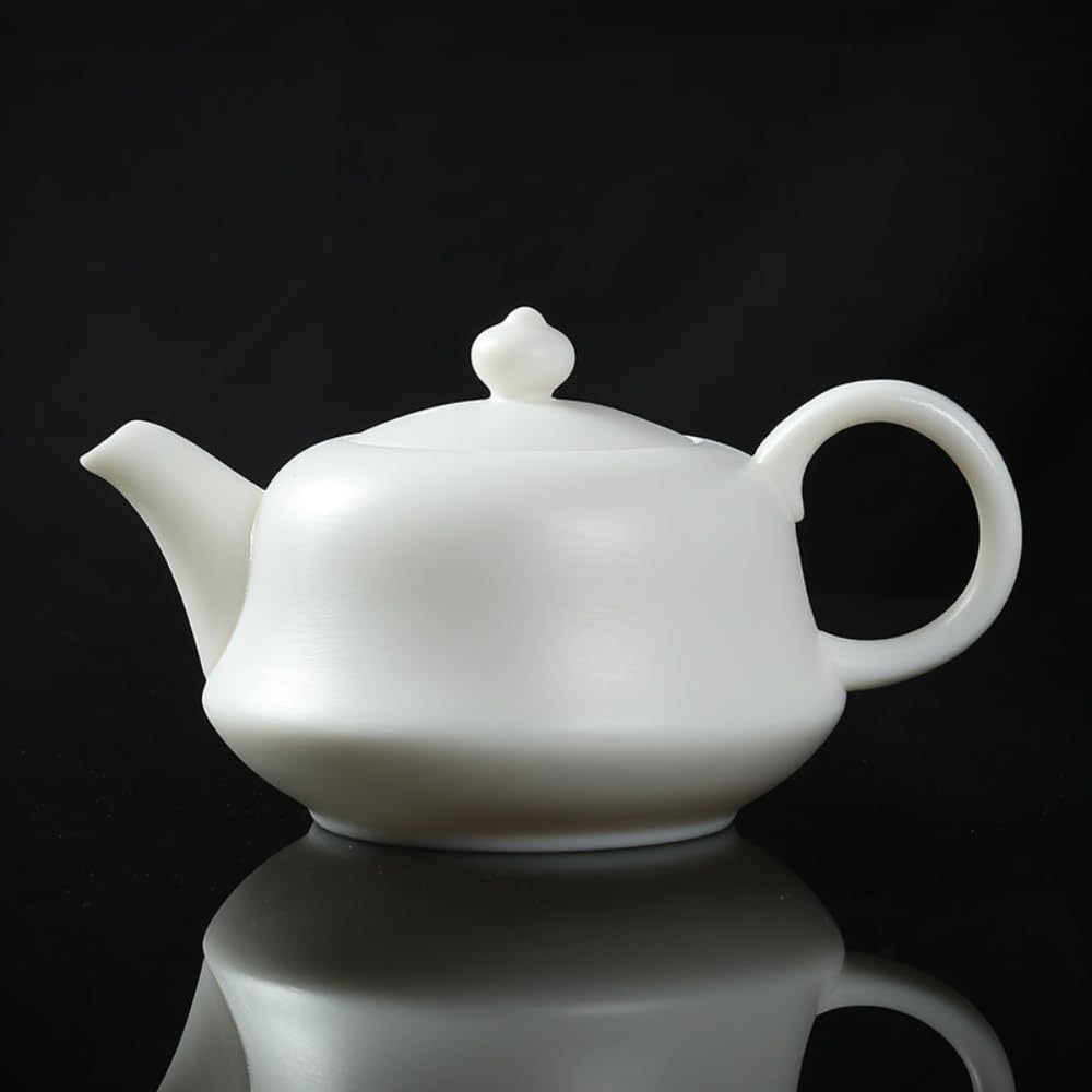 Service à thé en Porcelaine Blanche 5 pièces, Ensemble théière et Tasse à thé, Ensemble Complet Kung Fu, Porcelaine de Jade Faite à la Main