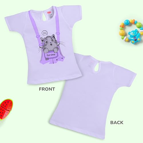 Image of LuvLap Baby Girls Regular Fit 100% Cotton Half Sleeves Girls Top Pack of 5