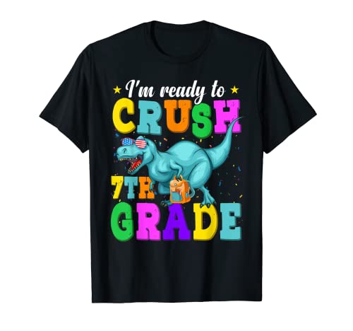 Regreso a la escuela Estoy listo para aplastar 7º grado T rex dinosaurio Camiseta