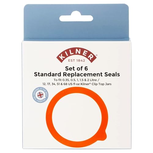 Set of 6 Kilner Replacement Jar Seals Standard Rubber Rings for Clip Top Jars (0.35L 0.5L 1L 1.5L 2 Litre) Airtight Silicone Gaskets for Preserving Pickling Storage Food Safe Sealing Rings