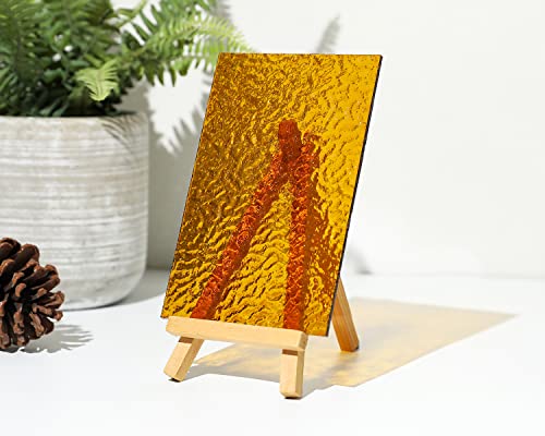 Lanyani 10 Sheets Transparent Stained Glass Sheets, 4X6 Inch Colored Textured Cathedral Glass For Pack Glass Mosaic Art Crafts,Amber #TOP1