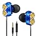 In Ear Earbuds, Diivoo In-ear Headphones with Microphone Wired Earphones, Stereo Dual Driver Clear Sound Ear buds Earphone for Apple iPhone iPad Laptop Samsung Android, Elegant Blue