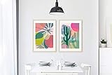  2 x Poster Tropicals / 2er Serie, Kunstdruck, Druck, Pflanze, Design, Kunst, Geschenk, Deko, Wohnzimmer, Blatt, Dschungel, Blau, Grün, Din A2