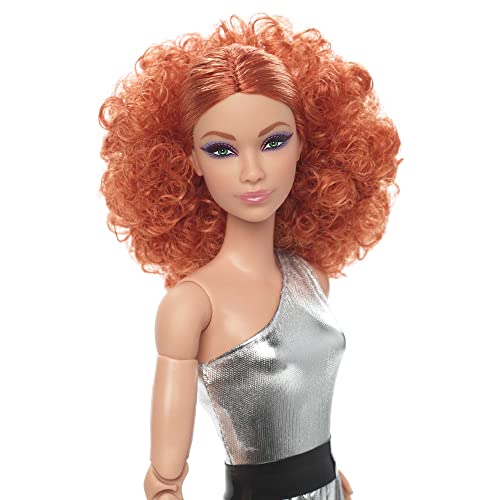 Barbie Looks Doll, Collectible And Posable With Curly Red Hair, Original Body Type And Metallic Jumpsuit #TOP1
