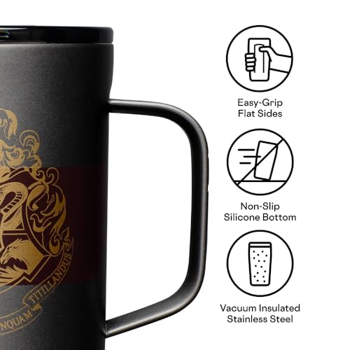 Corkcicle Harry Potter Coffee Mug - Stainless Steel Insulated Cup With Lid For Tea & Coffee - Non-Slip Silicone Base - Durable Travel Mug - Dishwasher Safe - BPA Free - 16 oz - Hogwarts Crest by Corkcicle - Image 4