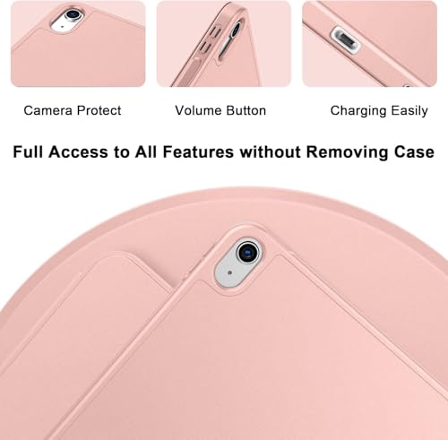 Image of MOCA iPad 11th Gen A16 / 10th Gen 10.9 Case (2025 /2022), Auto Sleep /Wake Cover, Pencil Holder, Soft TPU Back, Shockproof Rugged Slim Tri-Fold Stand Case (Rose Gold)