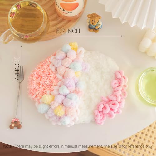 Image of beausougon DIY Latch Hooking Craft 3D Coaster Set with Moss Design, Crochet Kit for Adults