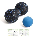 YOAYAO マッサージボール 2個 ストレッチボール【柔道整復師が推薦】筋膜リリース ボール 筋膜ボール 肩 背中 腰 足裏ツボ押し トリガーポイント 疲れ解消・リラックスグッズ (ブラック×ブルー)
