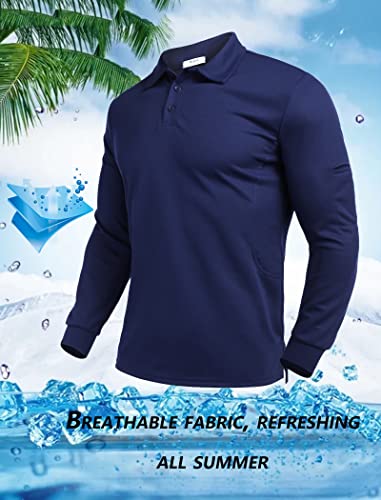 Image of Deyeek Men's Polo Shirts Long Sleeve Golf Polo Shirts for Men Quick Dry UPF 50+ Sun Protection Polos Casual Collared Shirts