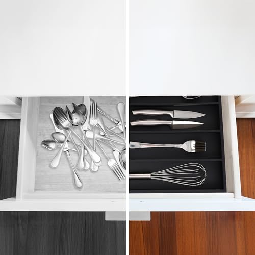 Range-couverts pour tiroirs compact anti-désordre 5 compartiments noir