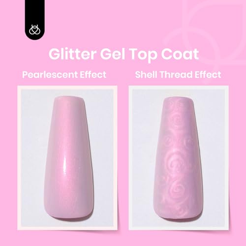 Image of beetles Gel Polish 2 In 1 Pearlescent Glitter Gel Top Coat 1Pcs 15ml | Pearl Nail Polish Glossy Shiny No Wipe Top Coat Soak Off UV Led Long Lasting Highly Shine Manicure Gifts for Women