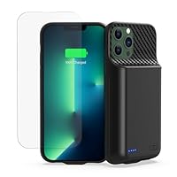 Akkuhülle für iPhone 13, 13 Pro, 14 (6.1 Zoll), 13800mAh Tragbare Ladebatterie Zusatzakku Externe Handyhülle Batterie Wiederaufladbare Schutzhülle mit Panzer Schutz Glas Folie