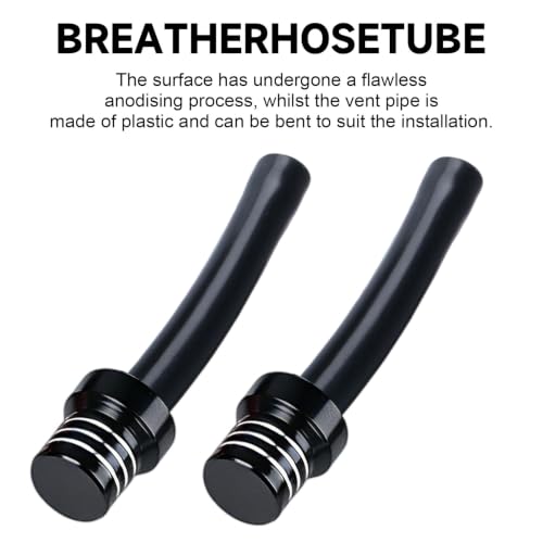 Image of 2pcs Motorcycle Breather Hose Gas Fuel Tank Cap Vent, Black | Motorcycle Gas Cap Vent Hose Tube,Aluminum Universal Breathing Tube Fits Off-Road Motorcycles ATVs /Pit Dirt Motorcycle Bike