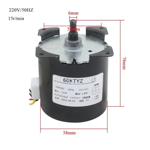 Image of 220V Electric Popcorn Machine Motor, Copper Coil Metal Gear Drive, Commercial Synchronous Motor 50Hz