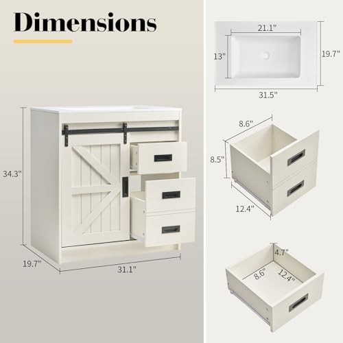 31-Farmhouse-Sliding-Barn-Door-Bathroom-Vanity-with-Sink-Combo-Bathroom-Vanity-Cabinet-with-Drawers-Metal-Handles-Freestanding-Distressed-White 31 Farmhouse Sliding Barn Door Bathroom Vanity with Sink Combo Bathroom Vanity Cabinet with Drawers Metal Handles Freestanding Distressed White