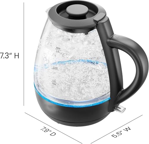 Tetera eléctrica de vidrio 1L con luz LED y apagado automático miniatura 6
