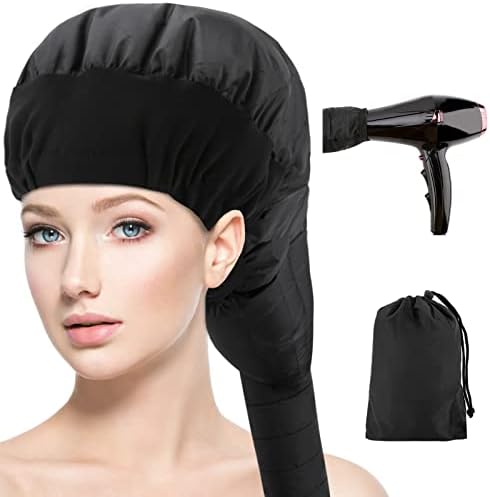 Hair Dryer Attachment, Wjiang Adjustable Soft Steam Cap for Hand Held Hair Dryer with Elastic Band and Extension Hose, Hair Dryer Hood for Women Girls Drying Styling Deep Conditioning (Black)