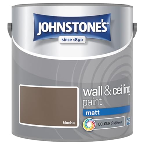 Mocha Johnstones Wall & Ceiling Matt Paint 2.5L Smooth Matt Finish Excellent Coverage Quick Dry Low Odour Interior Paint for Walls & Ceilings