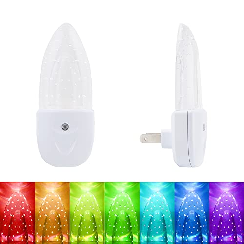 Image of GREENIC Multicolor LED Night Light 4 Pack Bubble Pattern with Dusk to Dawn Sensor, Rotating 8 Colors, Plug in Night Light for Bedroom, Kids Room, Bathroom