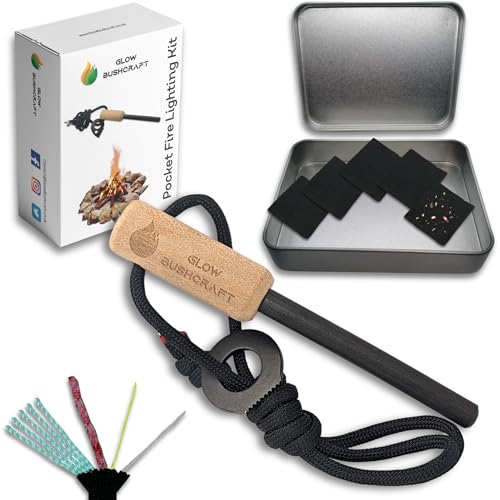 Flint and Steel Fire Starting Kit | Ferro Rod and Fire Striker | Firestarter for Bushcraft and EDC | Fire Steel and Flint | Survival Fire Lighter Stick | Emergency Fire Starter