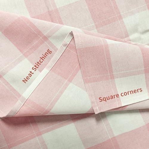 BALCONY & FALCON Rectangle Gingham Tablecloth – Water-Resistant Cotton Blend Washable Checkered Table Cloth for Easter, Spring Outdoor Picnic, Camping, Kitchen, Party Decor (Pink White, 55x95 Inch) by BALCONY & FALCON - Used condition - Image 6