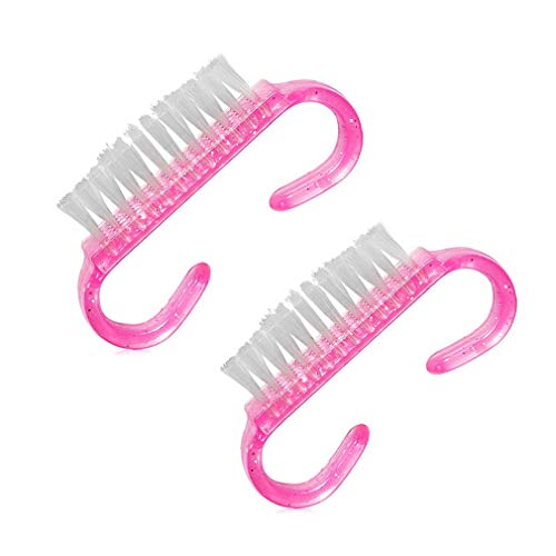 2 Piezas Rosado Cepillo para Uñas Profesional Acrílico Gel UV Cepillo para Nail Uña Mano Depuración Limpieza Manicura Pedicura Cepillos por SamGreatWorld