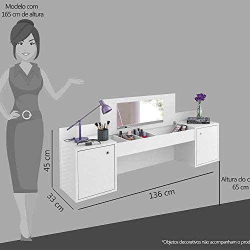 Penteadeira Atração 2 Portas Com Espelho Branco Móveis Albatroz