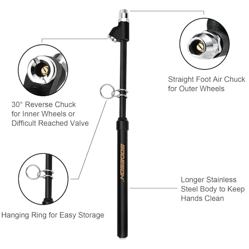 Image of GODESON Tire Pressure Gauge Heavy Duty, Straight-On Dual Head Air Pressure Gauge Range to 150PSI, Semi Truck Tire Air Gauge Suitable for Truck, RV, Bus