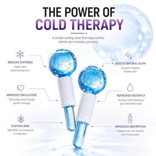Image of Ice Globes Facial Cooling Massager, Pack of 2 | Skin Tightening, Reduces Puffiness & Dark Circles, Anti Ageing Cryo Roller, For Women