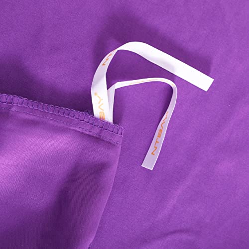 Image of NTBAY Queen Duvet Cover Set, 1 Duvet Cover and 2 Pillow Shams, Soft Brushed Microfiber Comforter Cover with Zipper Closure, Purple