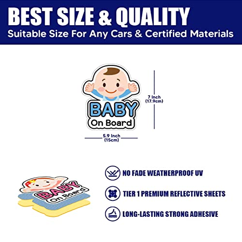 Z-Onemart 2 Pcs Baby On Board Warning Tape Pvc Car Stickers, Little Baby Window Decals Automobiles Decoration,Car Accessories Stickers(Basic Boy) #TOP4