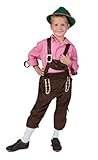 trachtenhose karneval herren Super zum Oktoberfest + Fasnet passt die Kinder Kniebundhose in braun + weichem Stoff in wildlederoptik inkl. Hosenträger + einer Blumenborte in hellgrün, rosa.