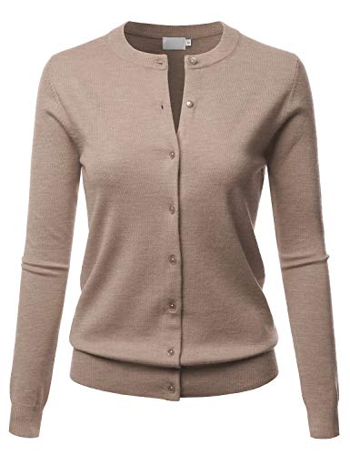 Image of LALABEE Women's Crew Neck Gem Button Long Sleeve Soft Knit Cardigan Sweater