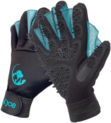 COOLJOB Patented Pet Grooming Gloves with Web, Reusable Washable ...