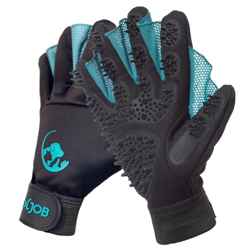 COOLJOB Guanti brevettati per la toelettatura degli animali domestici, con rete, riutilizzabili, lavabili, per massaggi e rimozione dei peli, per cani, gatti, cavalli, animali, per lavare il bagno