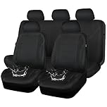 CAR Pass Neoprene Waterproof Seat Covers, Universal Fit Black Full Sets, Protective Interior Covers for Auto SUV, Vans, Sedans, Trucks