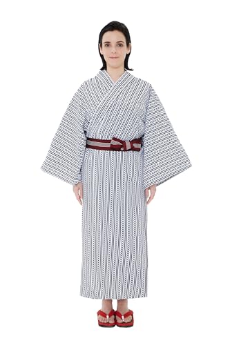 Koremono Womens Tatekan Yukata, Lightweight Summer Robe, 100% Cotton, Made