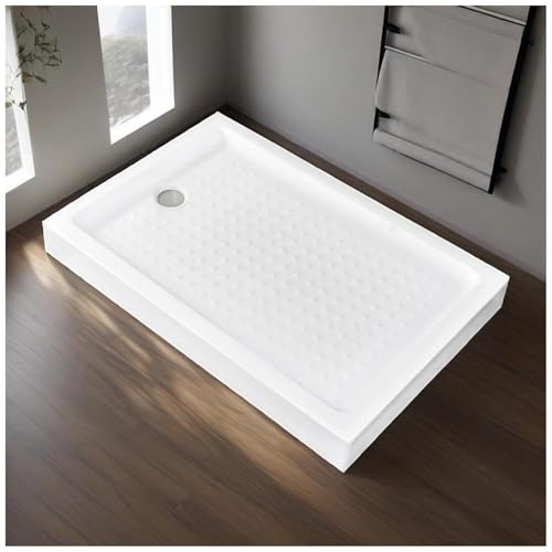 Base de ducha acrílica, bandeja receptora de ducha antideslizante con drenaje y cubierta extraíble, bandeja de ducha rectangular de superficie sólida para baño