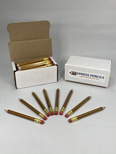 36 lápices cortos hexagonales con borrador dorados miniatura 1