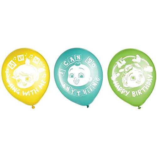 Image of Multicolor Cocomelon Latex Balloons - 12 inch (6 Count) - Perfect for Kid's Cocomelon-Themed Birthday Celebrations