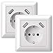 Produktbild 2x Minadax Schutzkontakt Steckdose 230V 220V mit 2x USB, Passt in Standard Unterputzdose, Laden aller mobilen Geräte Ipod Iphone Ipad Smartphone MP3