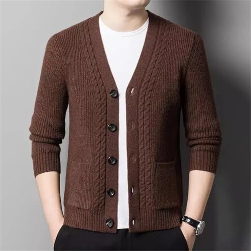 Men’S V-Neck Knit Cardigan Sweater with Button Pockets Fashion Casual Slim Long Sleeve Single Breasted Outerwear4