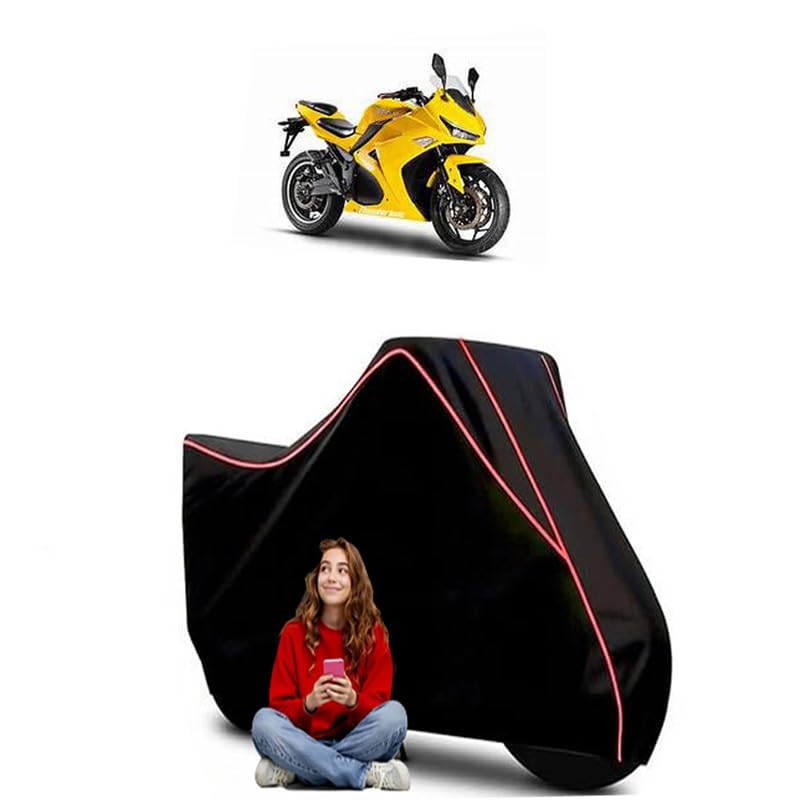 Image of e-Bike Thunderbolt Scooty Bike Cover Water Resistant Outdoor Use Universal Fit Scooters Motorcycles Heavy Duty UV Protection Dust Rain Scratch Resistant Elastic Bottom Black Blue Piping