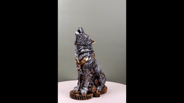Amazon.com: Ebros Steampunk Silver Robotic Alpha Wolf Howling