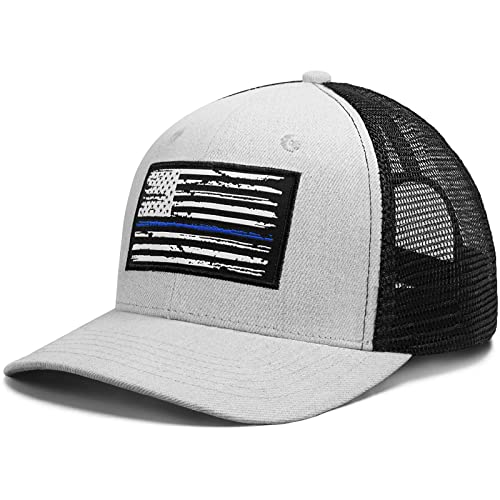 Image of American Flag Hat, Baseball Cap for Men Women, Adjustable Snapback Hats USA Flag Trucker Hat Black