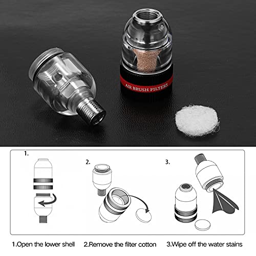 ABEST Mini Airbrush Luftfilter Inline-Wasserabscheider Wasserfallenfilter für Luftkompressor G1 / 8 Stecker