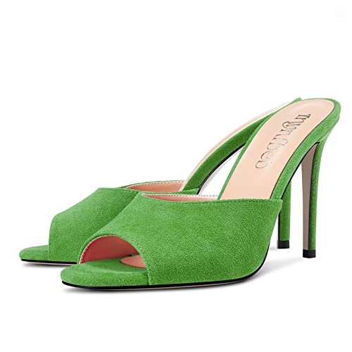 Image of TNYNFBEB Women Stiletto High Heel Peep Open Toe Sandals Slingback Slip-on Wedding Office Cute Basic Classic 3.9 Inches Heels